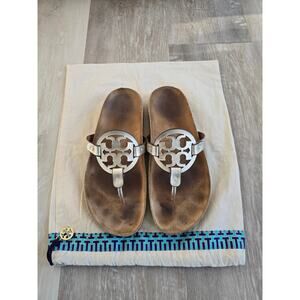 Tory Burch Miller Cloud Gold Metallic Sandals Size 7. with dust bag